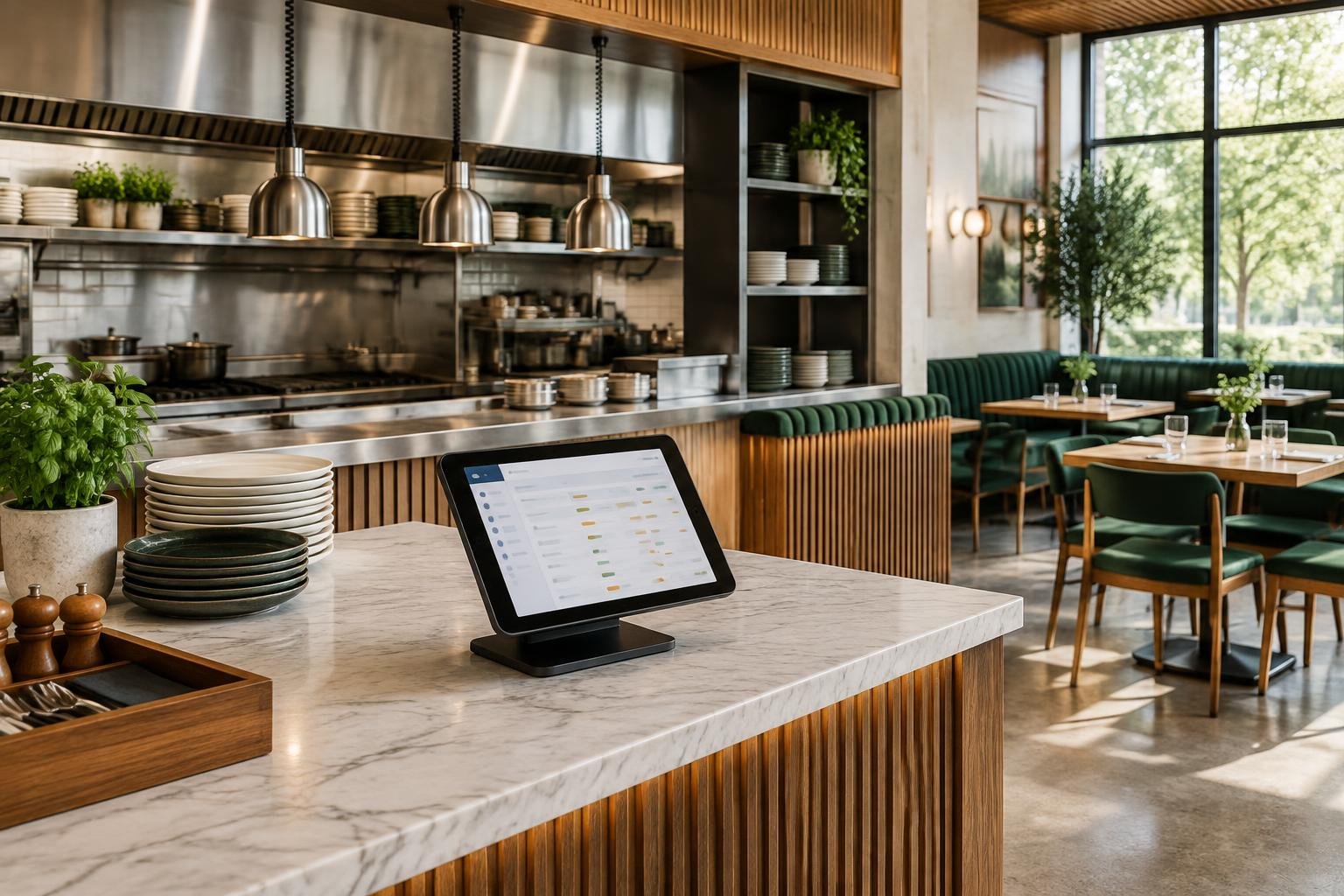 Escena conceptual de sistema de pedidos para restaurantes